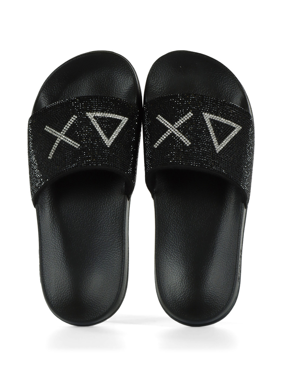 NERO | Ciabatte SLIPPERS STRASS LOGO