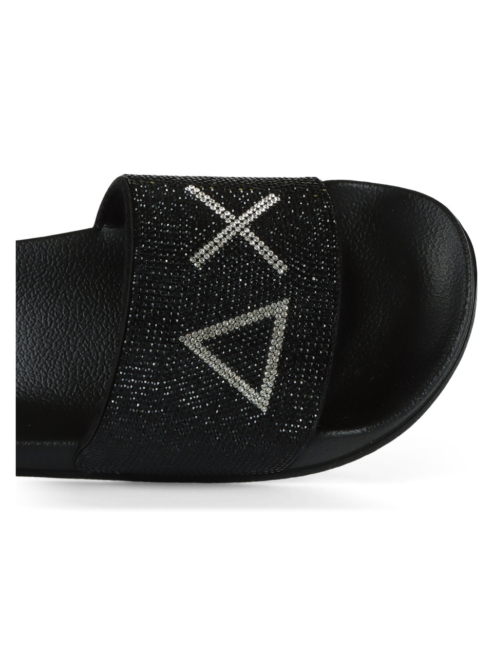 NERO | Ciabatte SLIPPERS STRASS LOGO