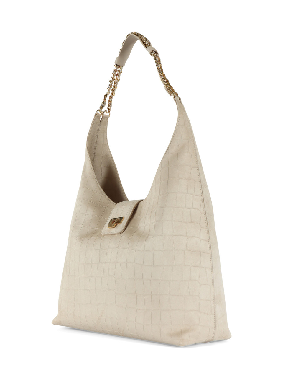 BEIGE | Borsa hobo in ecosuede stampa cocco