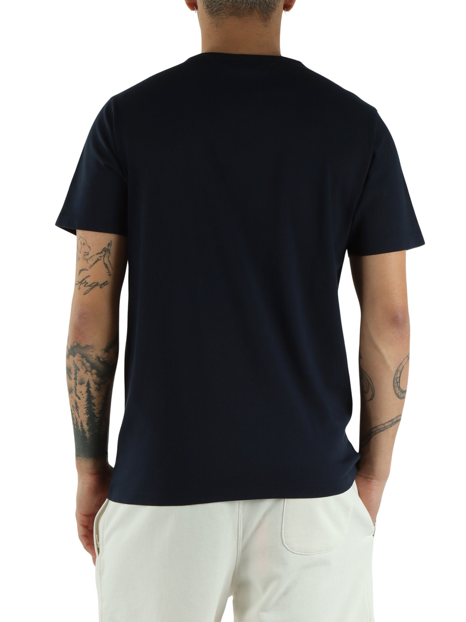 Dunkelblau | Baumwoll-T-Shirt mit Brusttasche