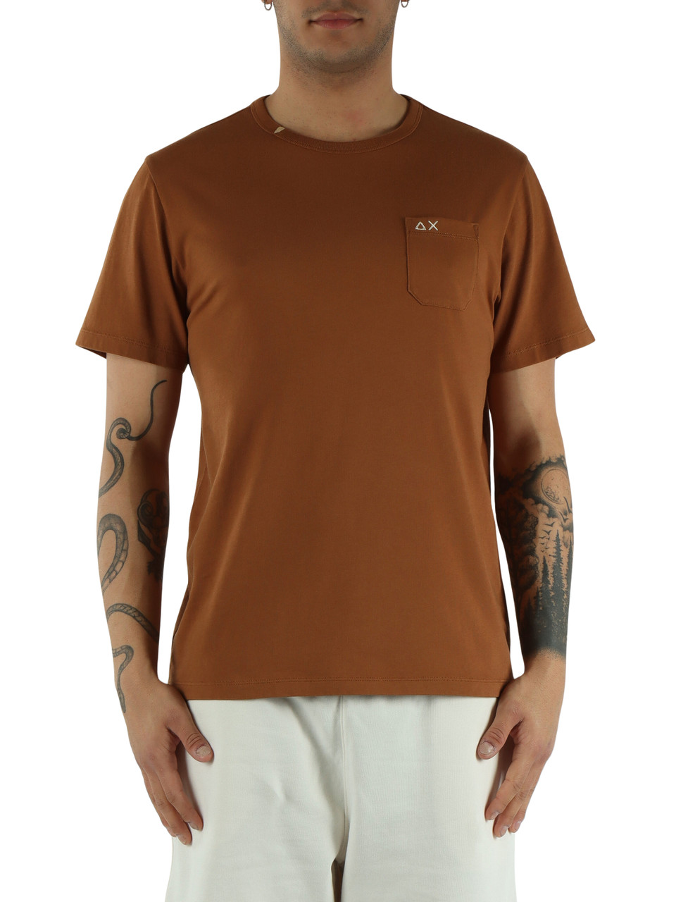 MARRONE CHIARO | T-shirt in cotone con taschino frontale