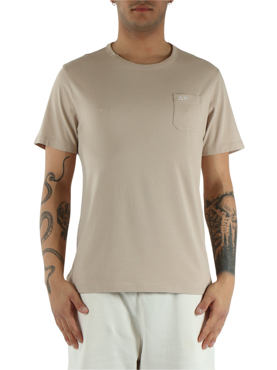BEIGE | T-shirt in cotone con taschino frontale