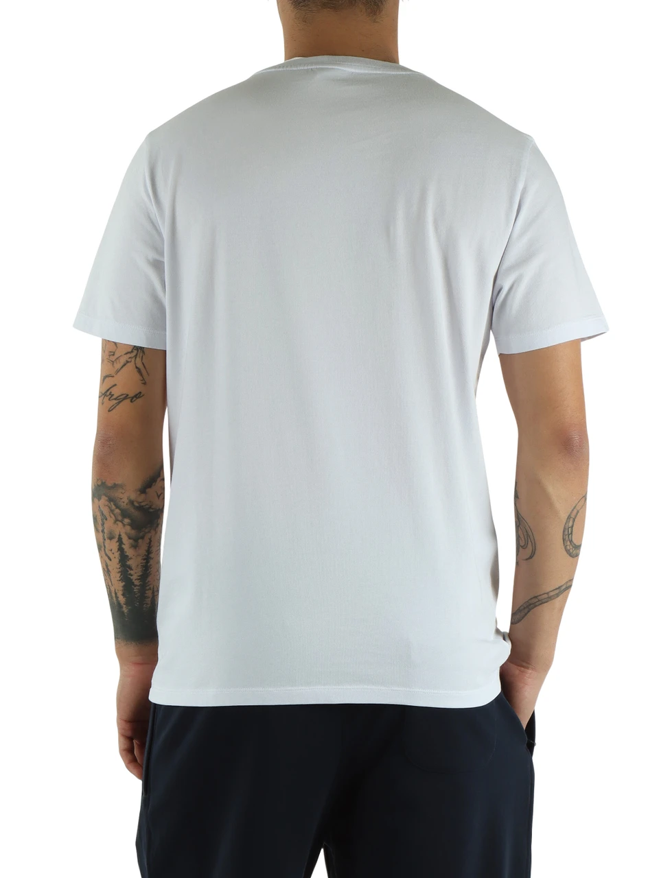 WEISS | Baumwoll-T-Shirt mit gesticktem Logo auf der Vorderseite