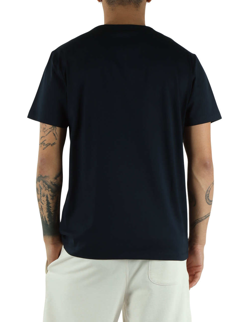 BLU SCURO | T-shirt in cotone mercerizzato con ricamo logo