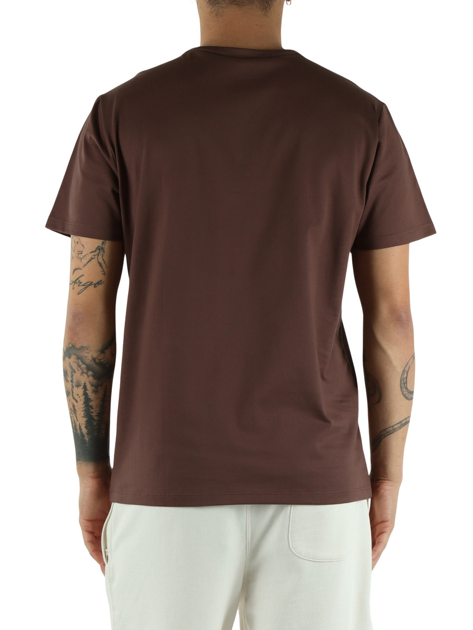 MARRONE | T-shirt in cotone mercerizzato con ricamo logo