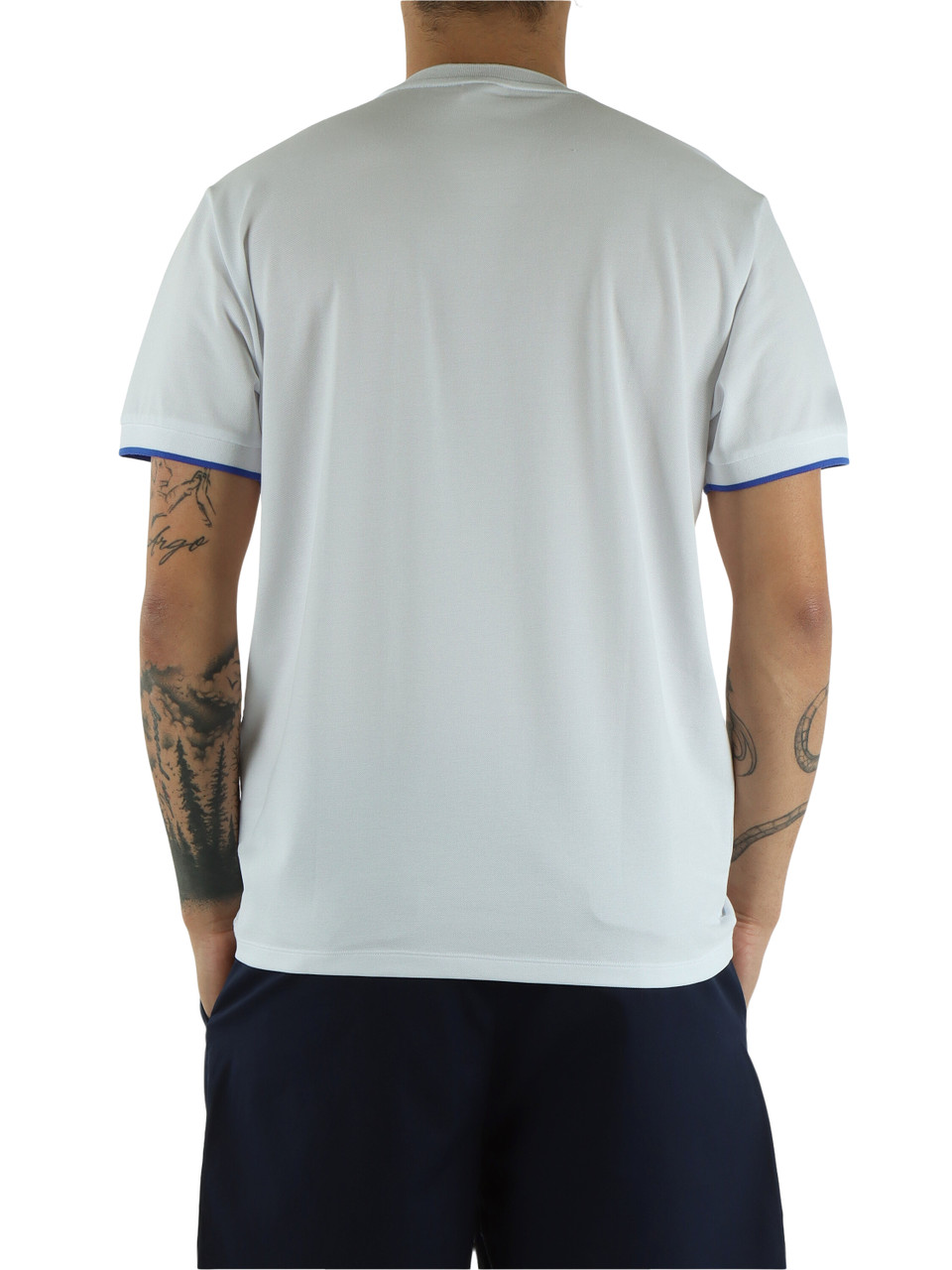 WEISS | Stretch-Piqué-Baumwoll-T-Shirt mit Brusttasche