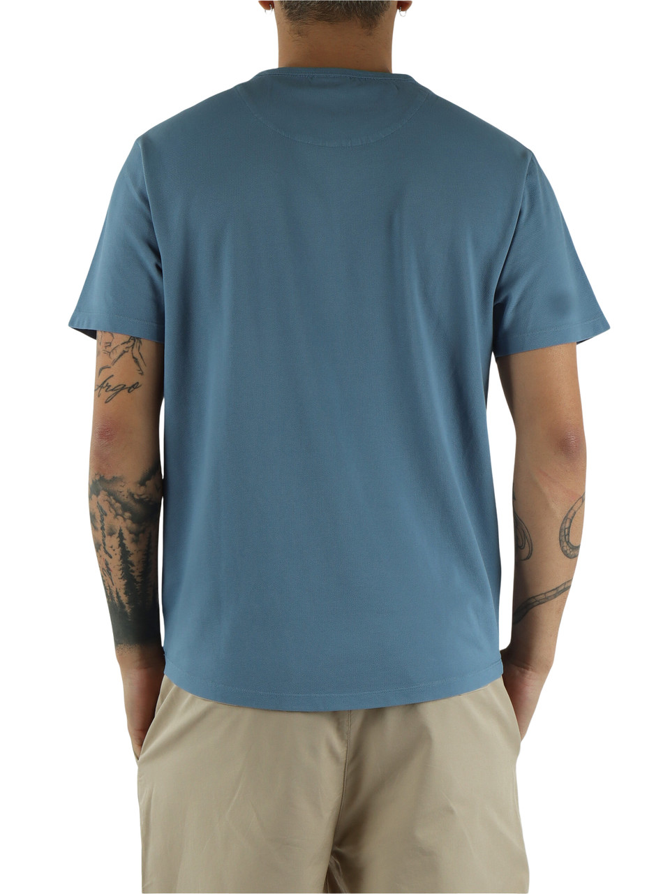 AZZURRO | T-shirt in cotone piquet stretch con ricamo logo