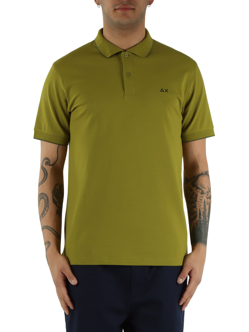 VERDE | Polo in cotone piquet con dettagli a contrasto