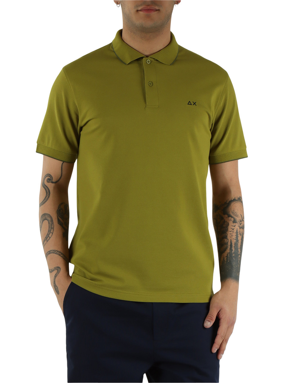 GRÜN | Polo aus Baumwoll-Piqué mit kontrastierenden Details