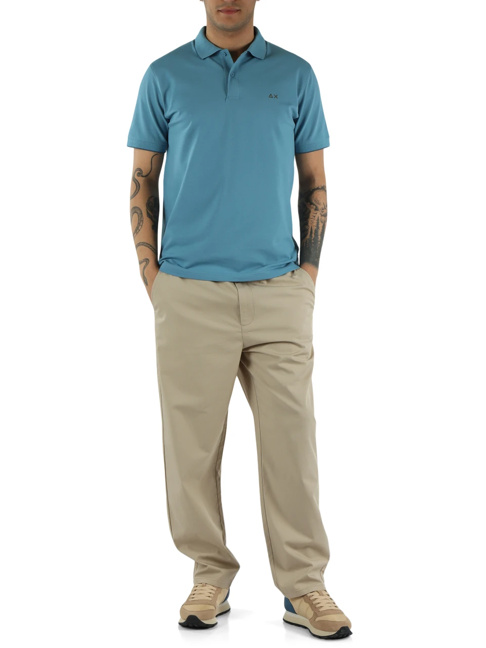 AZURBLAU | Polo aus Baumwoll-Piqué mit kontrastierenden Details