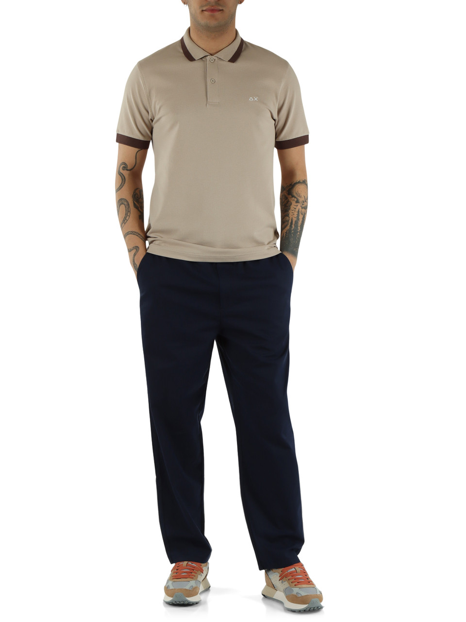 BEIGE | Polo aus Baumwoll-Piqué mit kontrastierenden Details