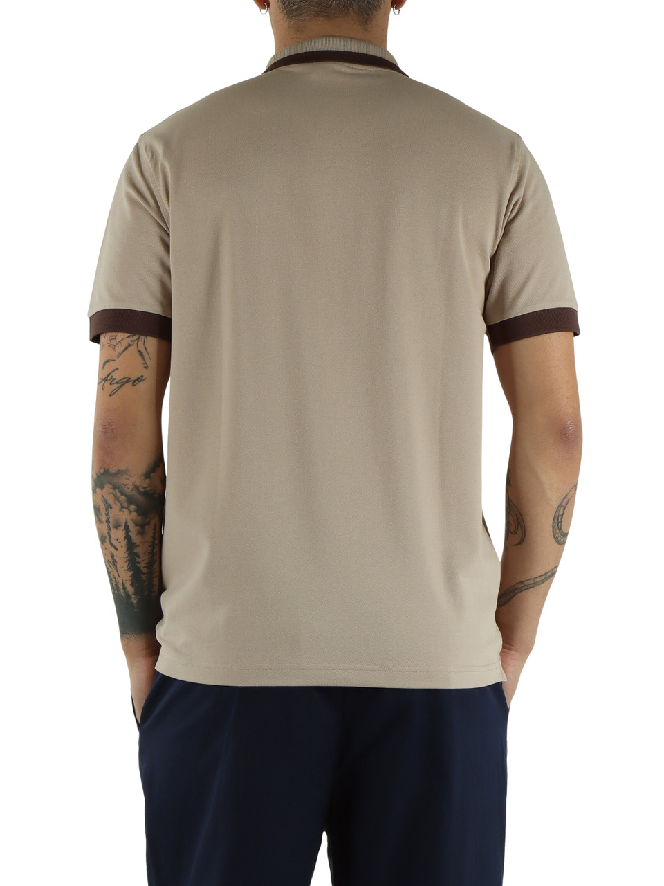 BEIGE | Polo in cotone piquet con dettagli a contrasto