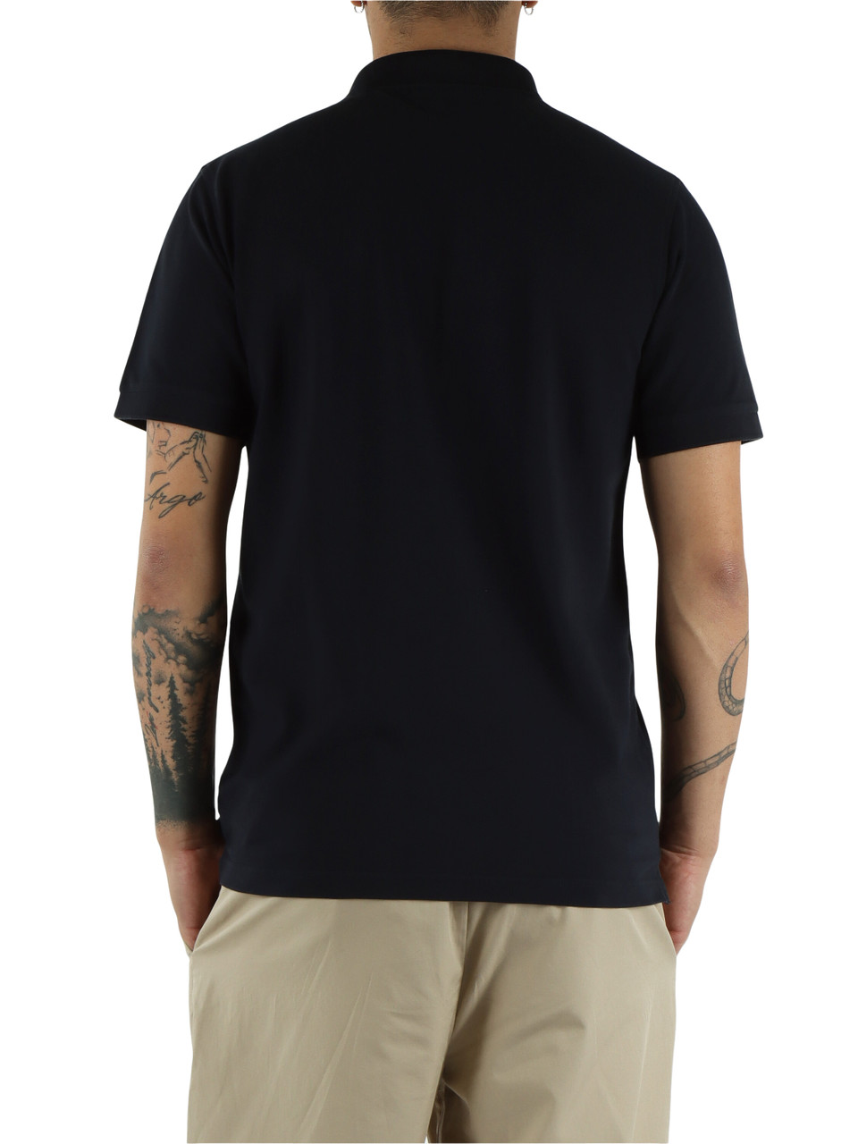 BLU SCURO | Polo in cotone piquet stretch tinto in capo