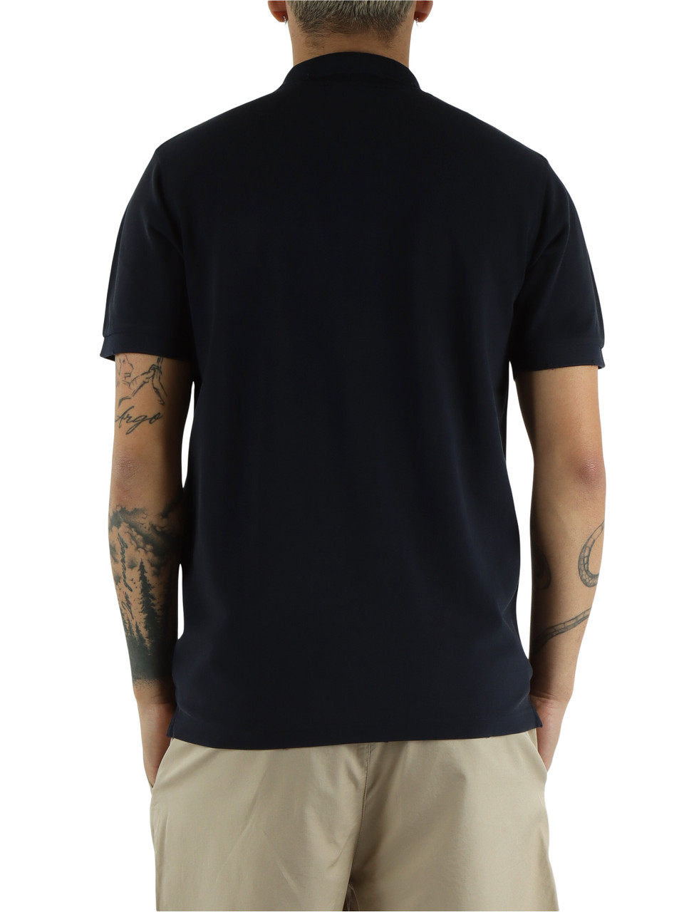 BLU SCURO | Polo in cotone piquet effetto vintage