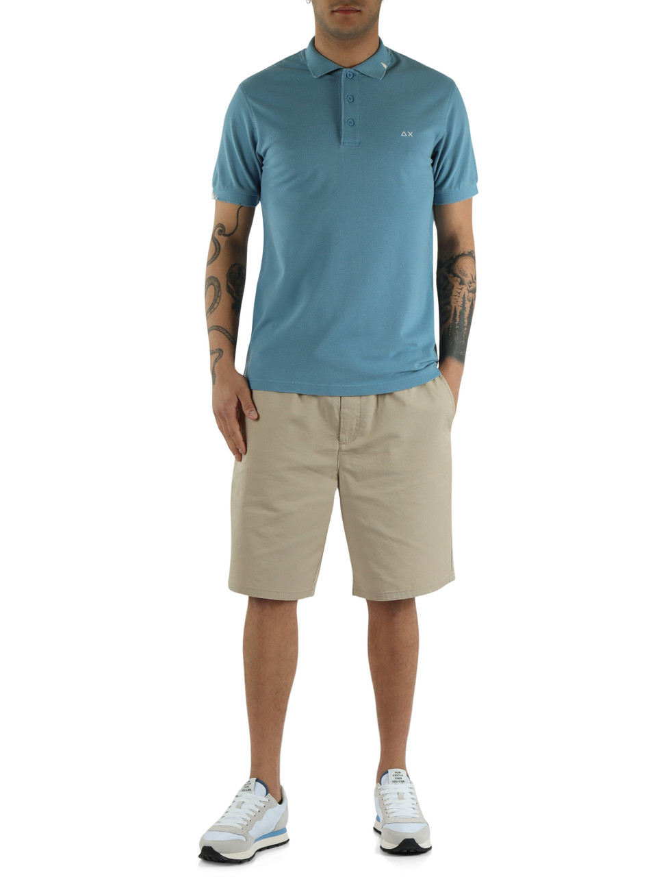 AZZURRO | Polo in cotone piquet effetto vintage