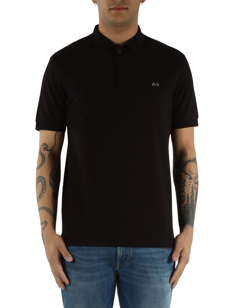 SCHWARZ | Polo aus Stretch-Baumwollpiqué