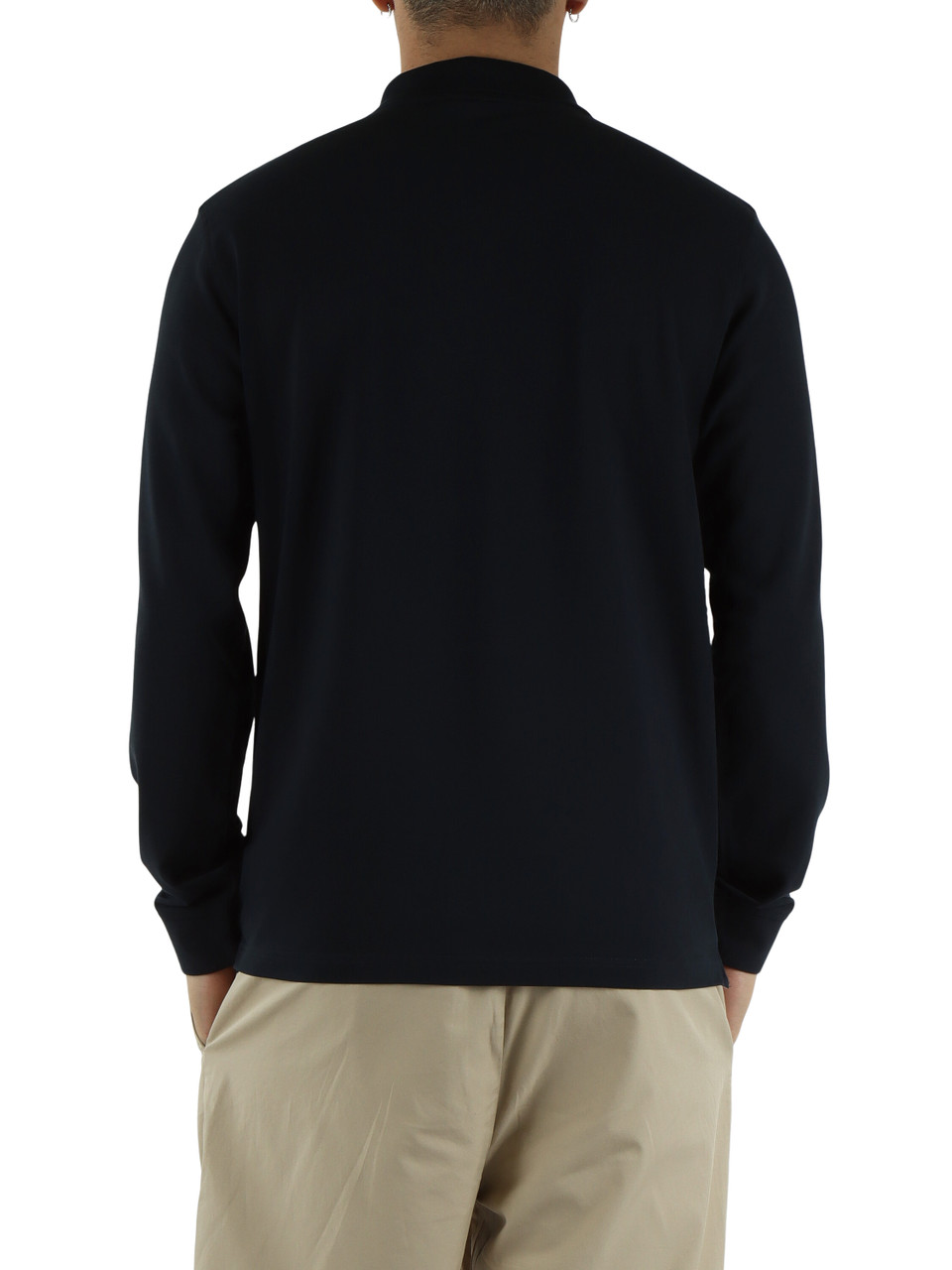 BLU SCURO | Polo manica lunga in cotone piquet stretch