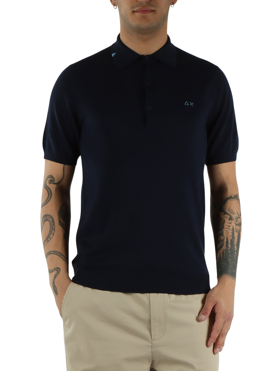 Dunkelblau | Polo aus Baumwolljersey mit Logostickerei