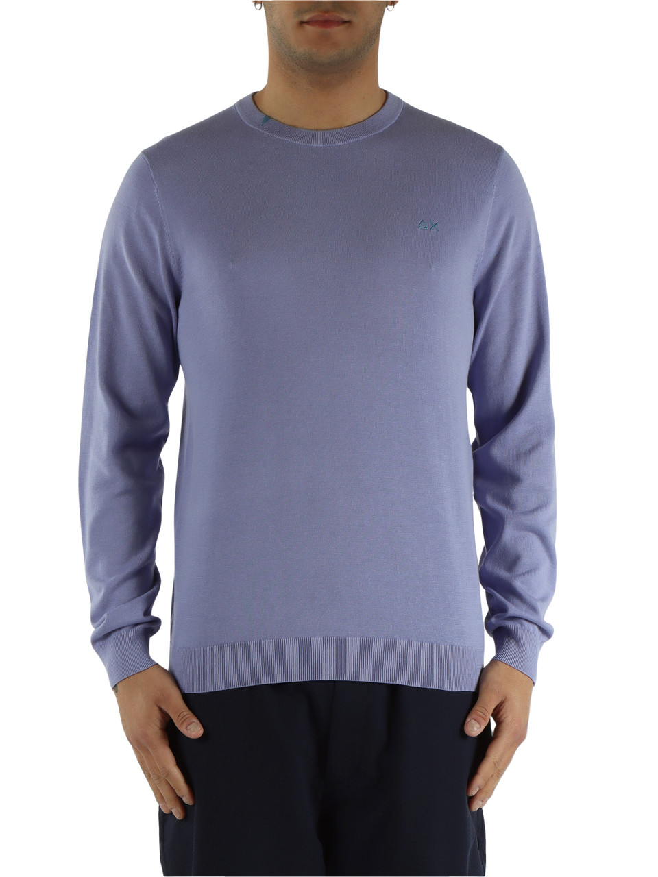 VIOLA CHIARO | Maglia girocollo in cotone con ricamo logo