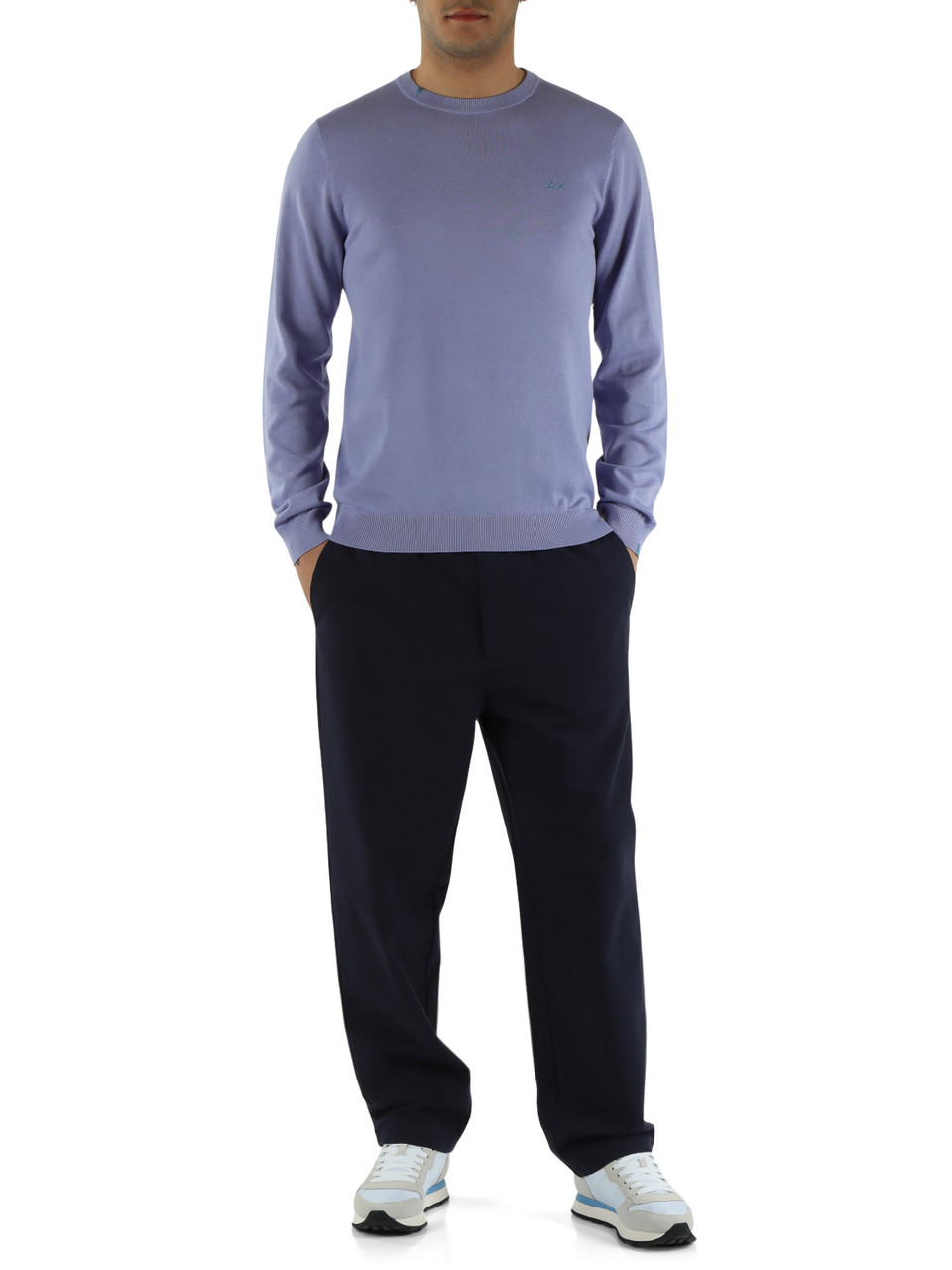 VIOLA CHIARO | Maglia girocollo in cotone con ricamo logo