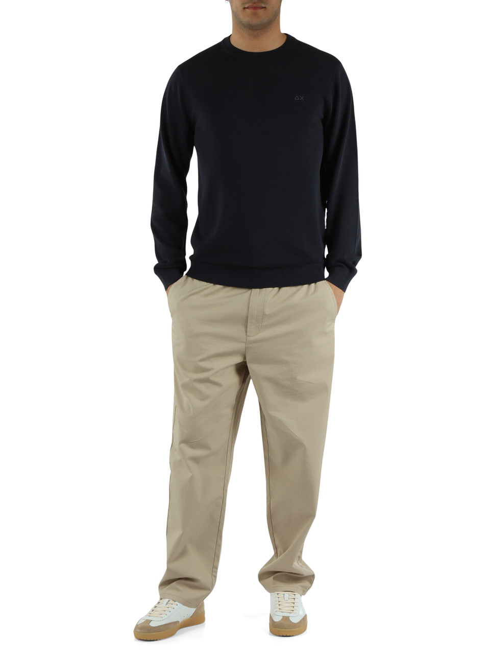 BLU SCURO | Maglia girocollo in cotone High Twist