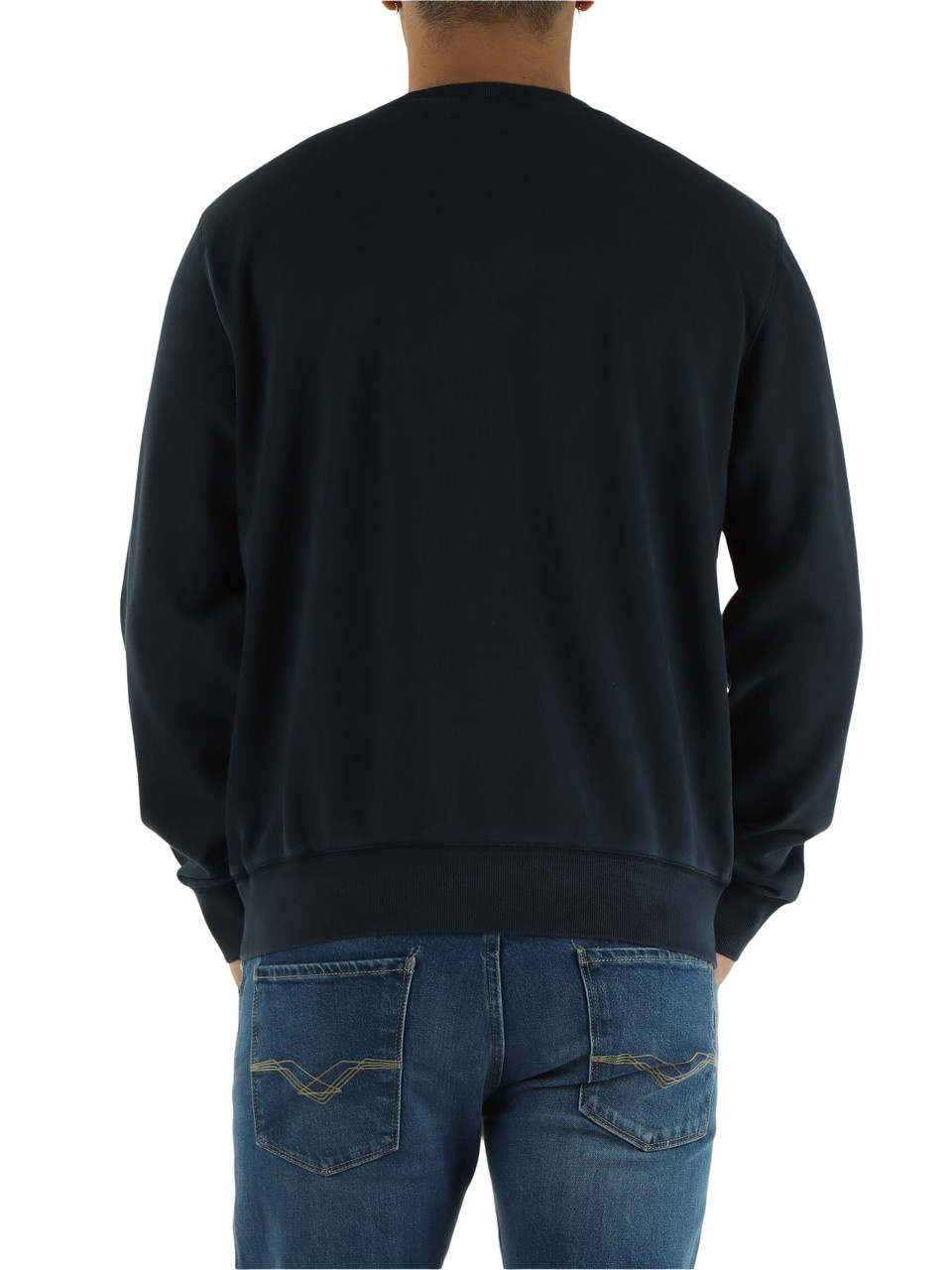 BLU SCURO | Felpa in cotone garzato effetto vintage