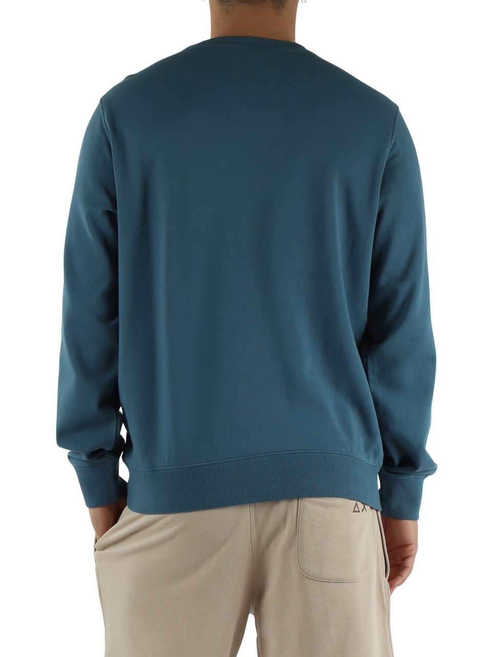 BLU CHIARO | Felpa in cotone garzato con ricamo logo frontale