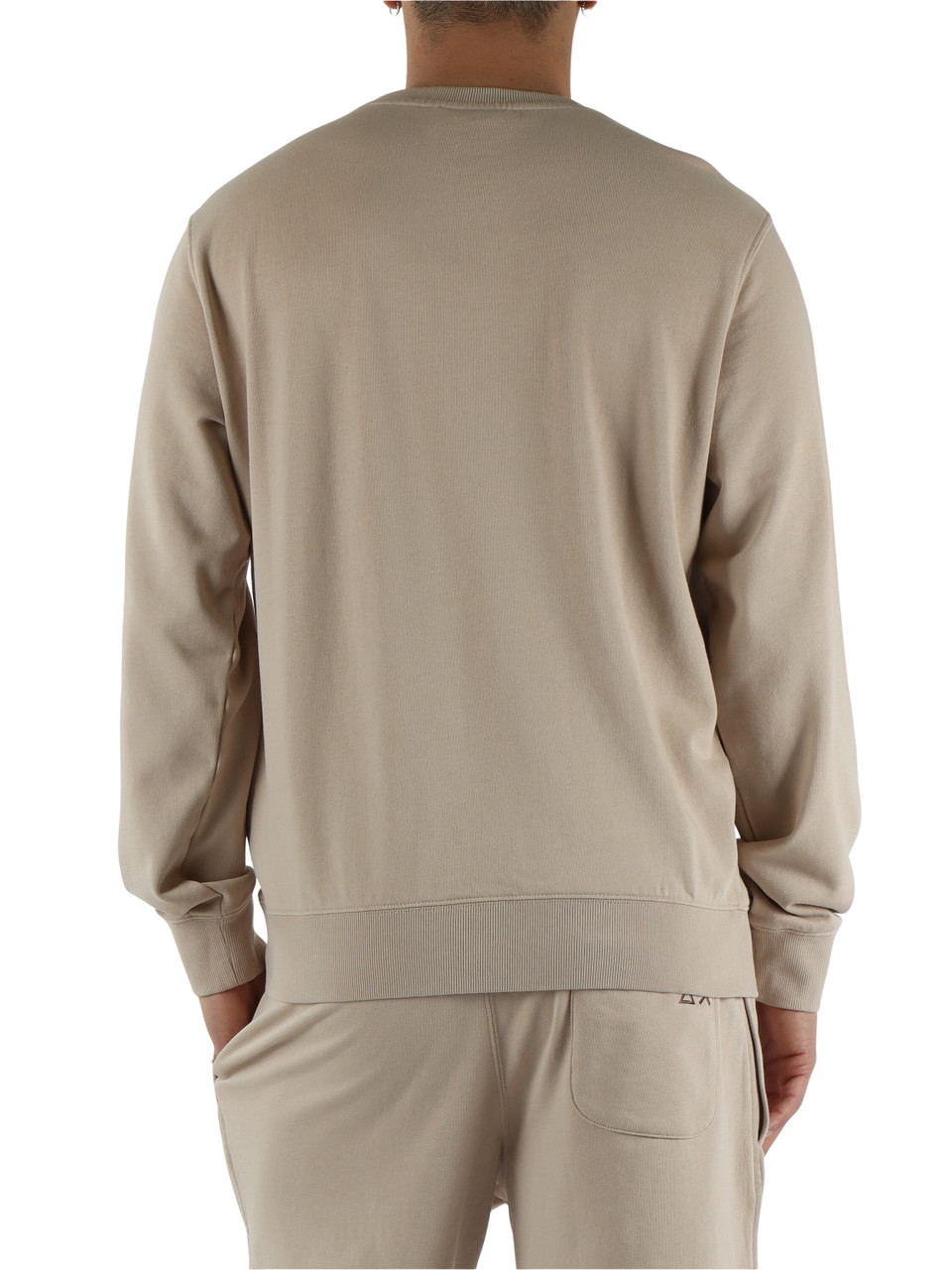 BEIGE | Felpa in cotone garzato con ricamo logo frontale
