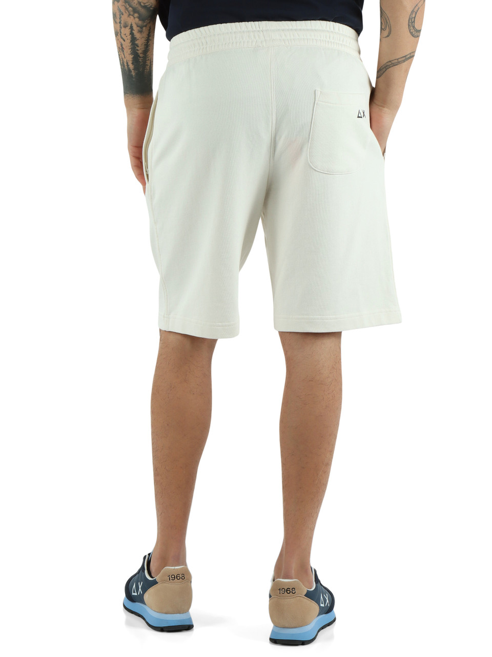 PANNA | Pantaloncini sportivi in cotone garzato con ricamo logo frontale