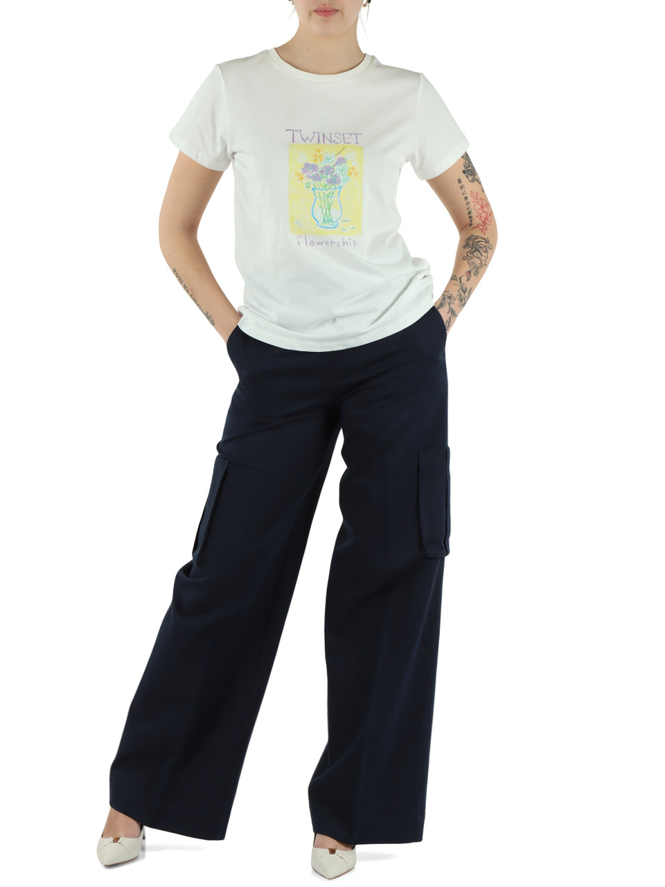 BIANCO | T-shirt in cotone con stampa frontale