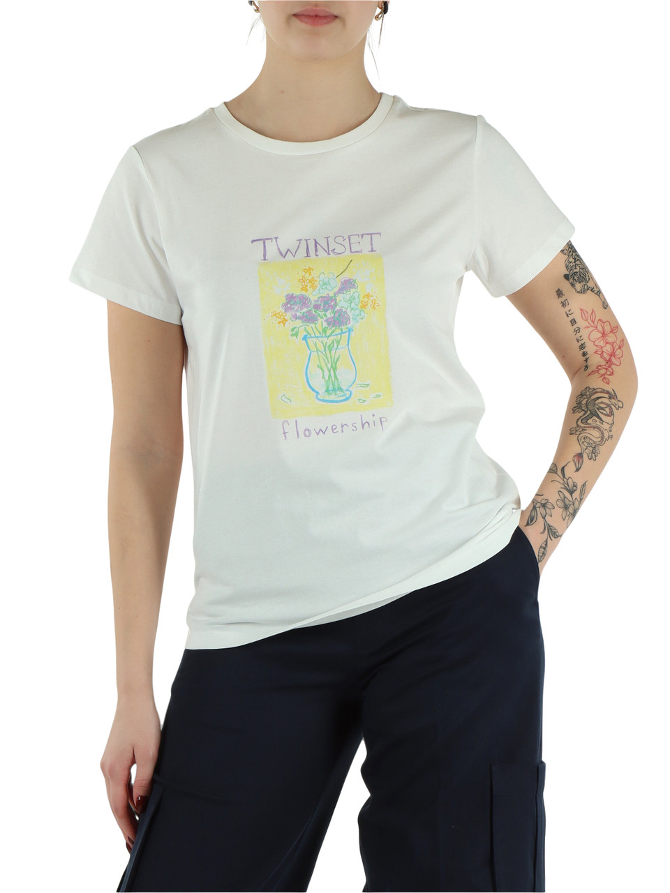 BIANCO | T-shirt in cotone con stampa frontale