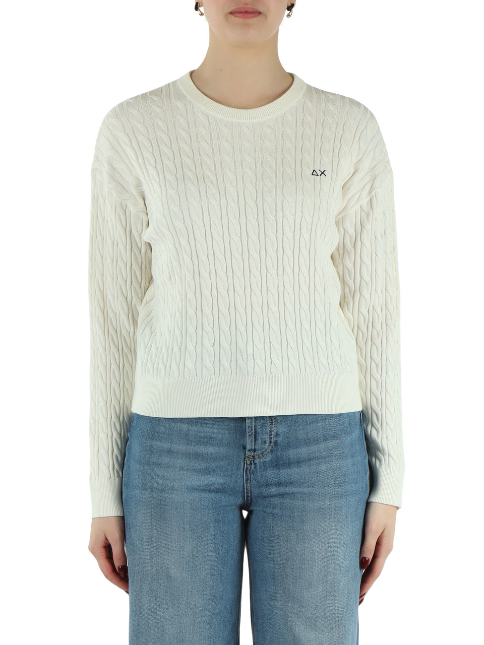 PANNA | Maglia girocollo in cotone a trecce