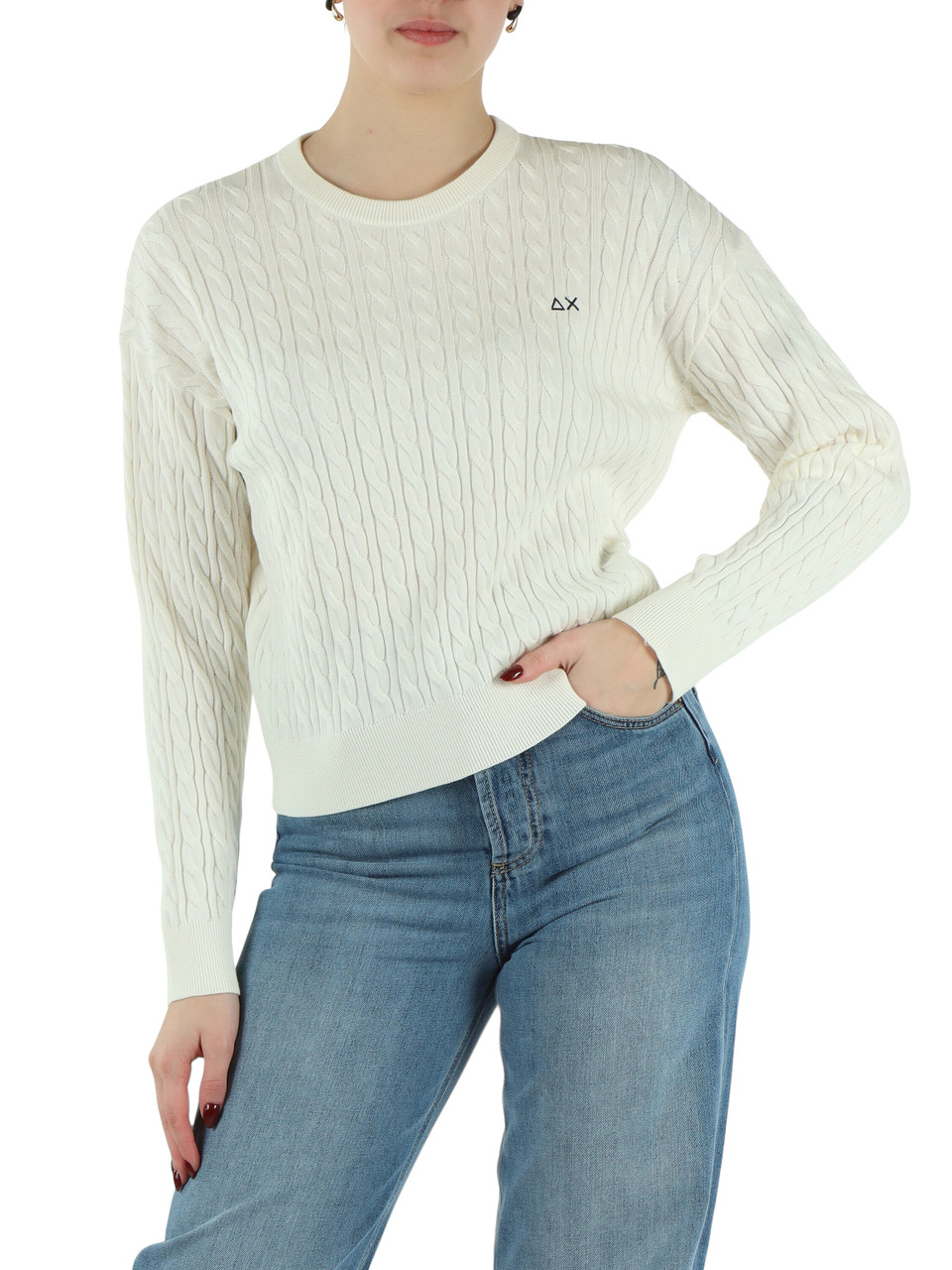 PANNA | Maglia girocollo in cotone a trecce