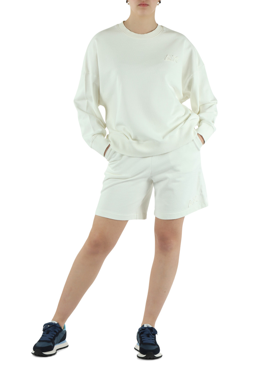 SAHNE | Sweatshirt aus angerauter Baumwolle mit Logo-Patch