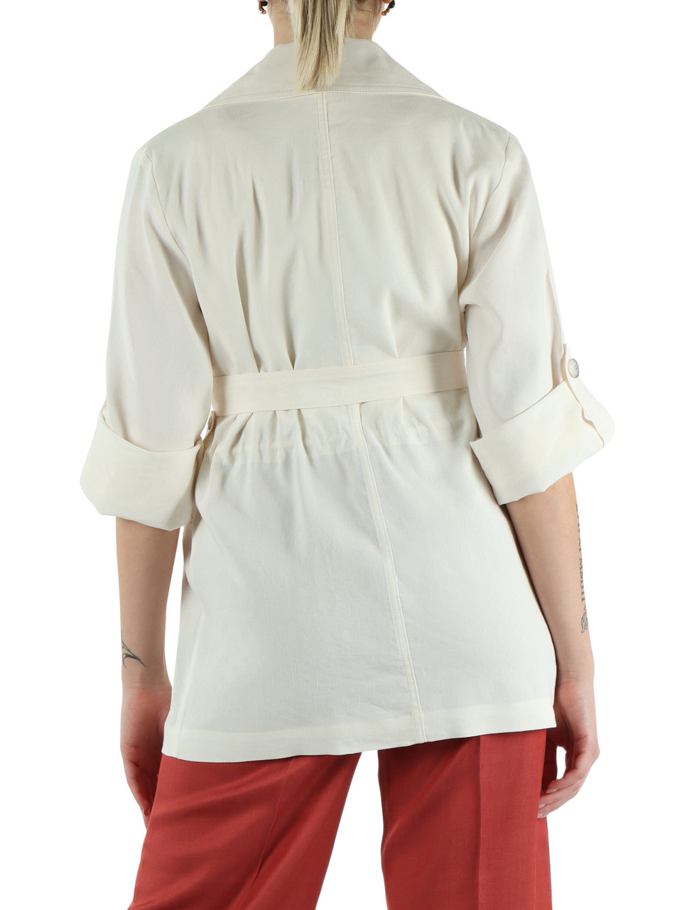 PANNA | MONOCHROME: Spolverino in lino e viscosa LAMPADA