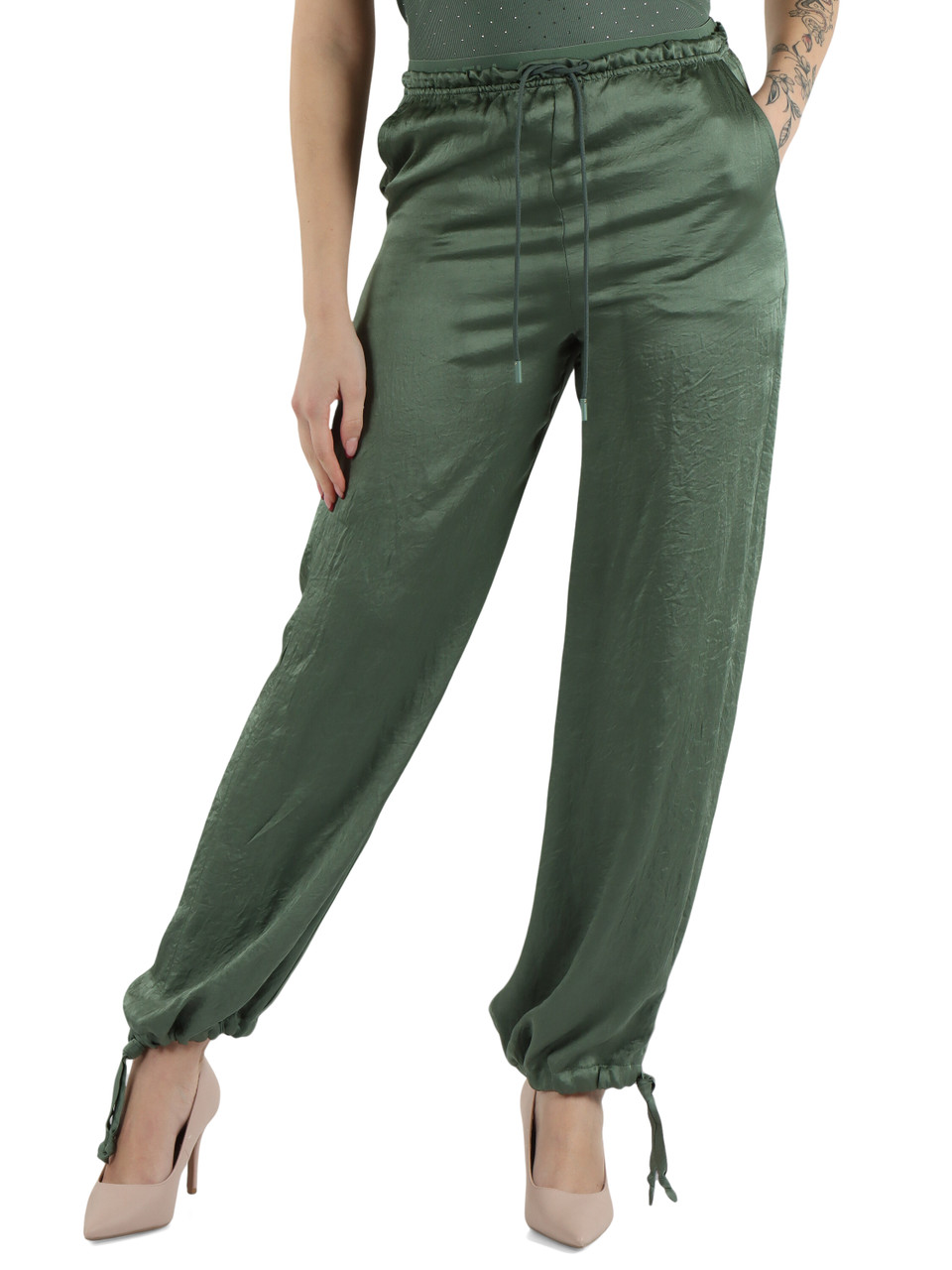 VERDE | MONOCHROME: Pantalone effetto stropicciato BRONZO