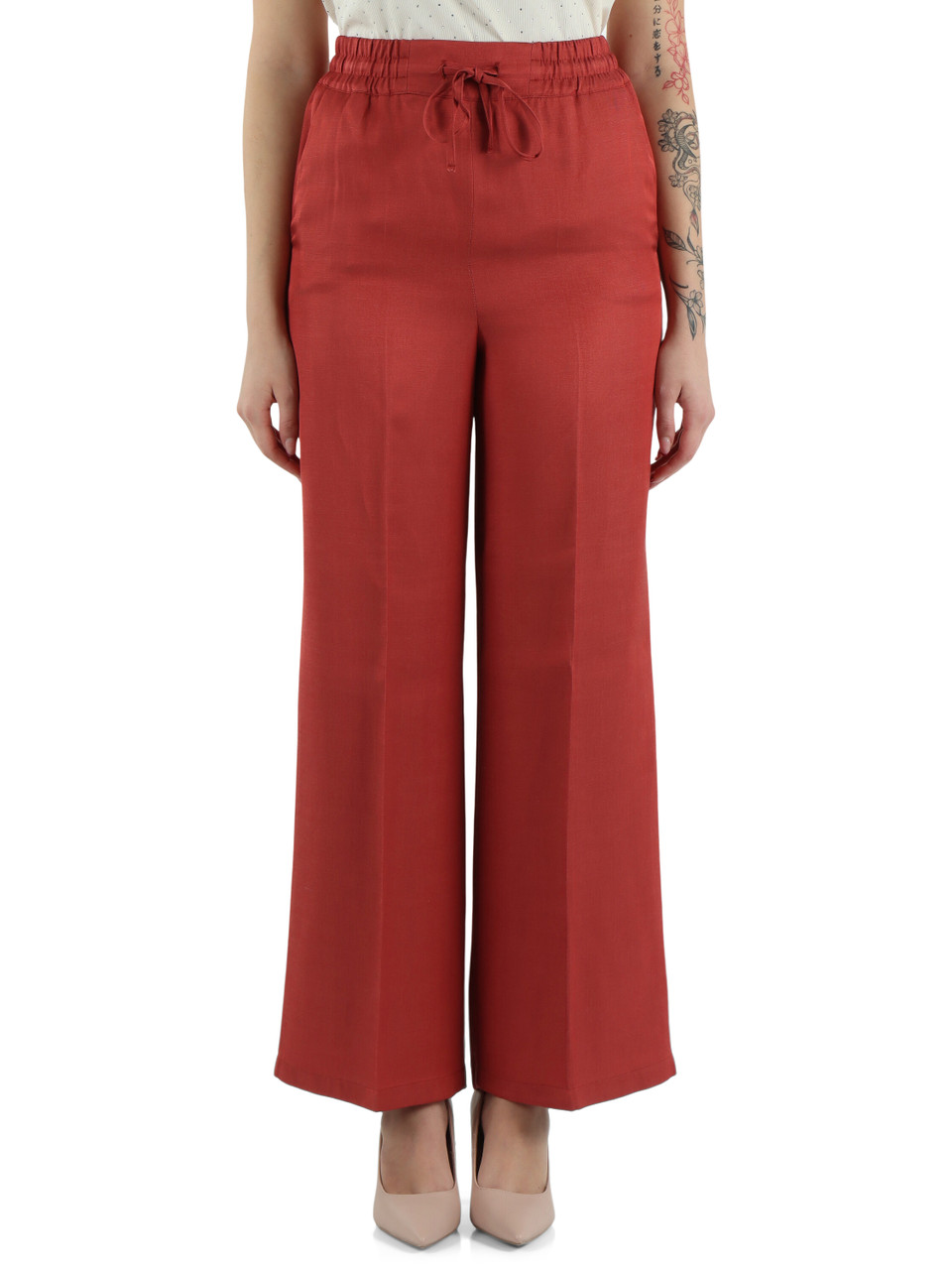 CORALLO | Pantalone in twill di viscosa e lino PACCHE