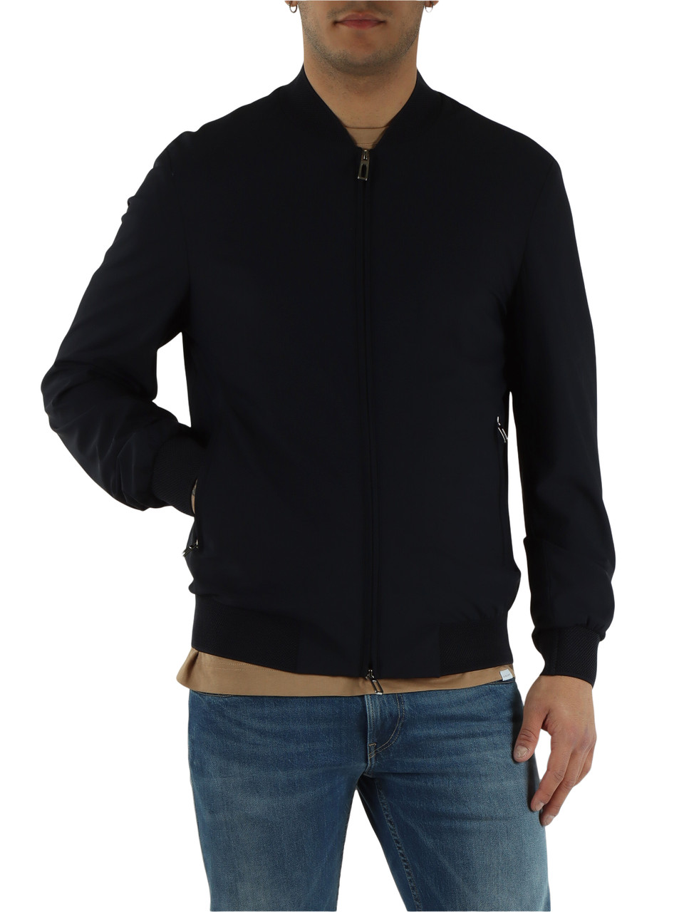 Dunkelblau | Bomberjacke Second Skin aus Stretchgewebe