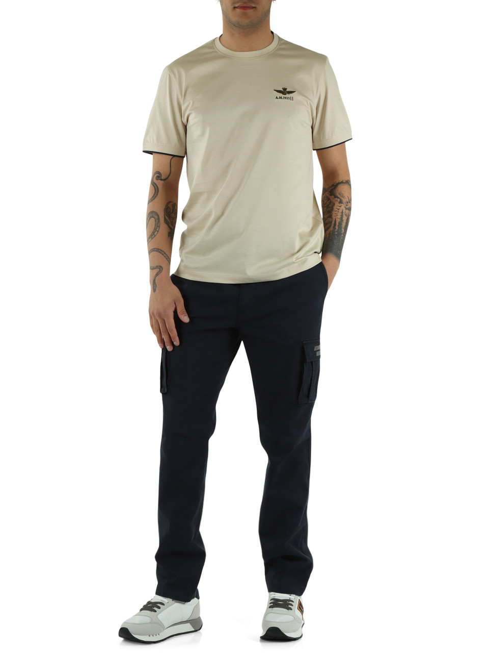 BLU SCURO | Pantalone cargo in cotone stretch