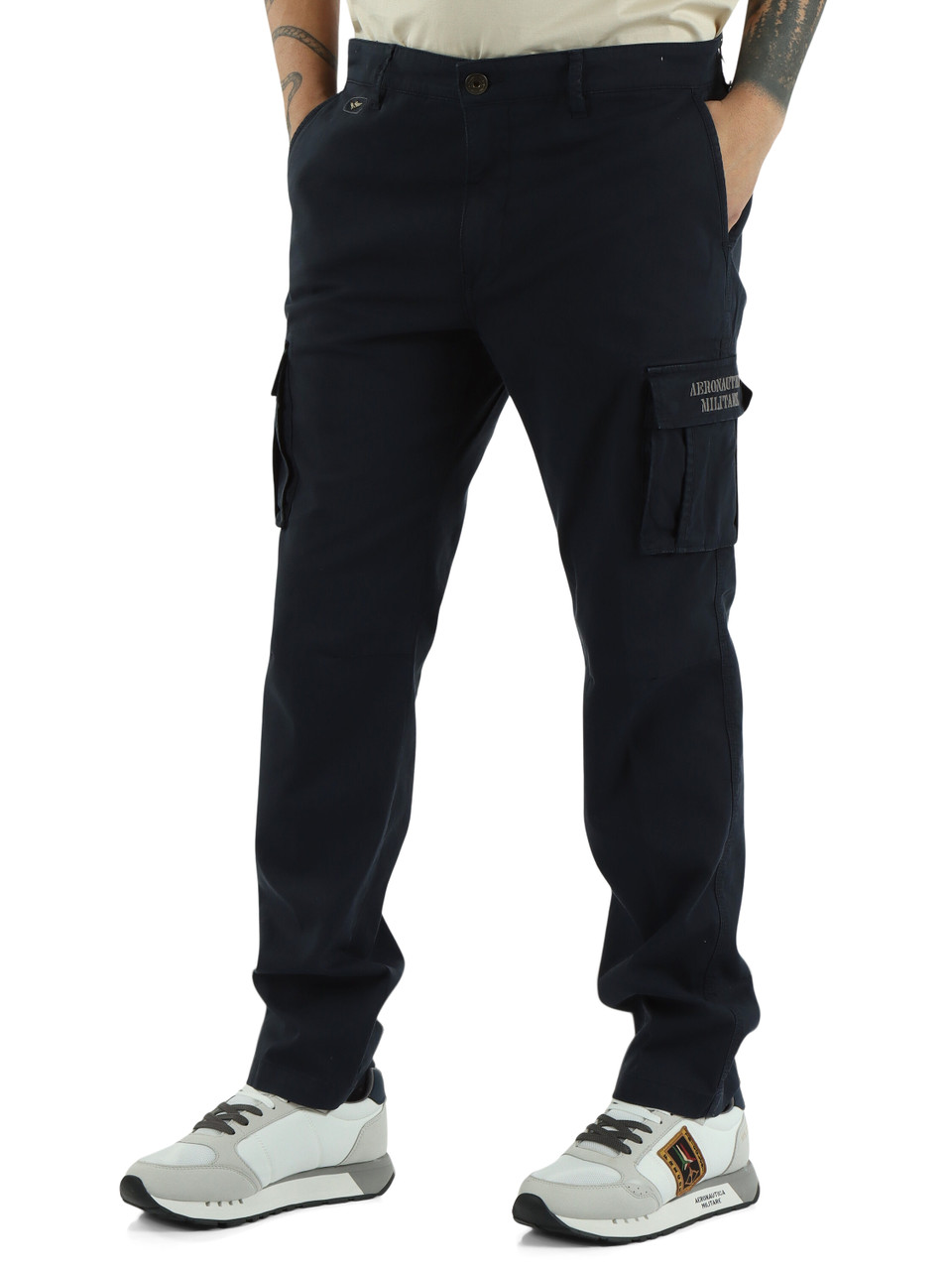 BLU SCURO | Pantalone cargo in cotone stretch