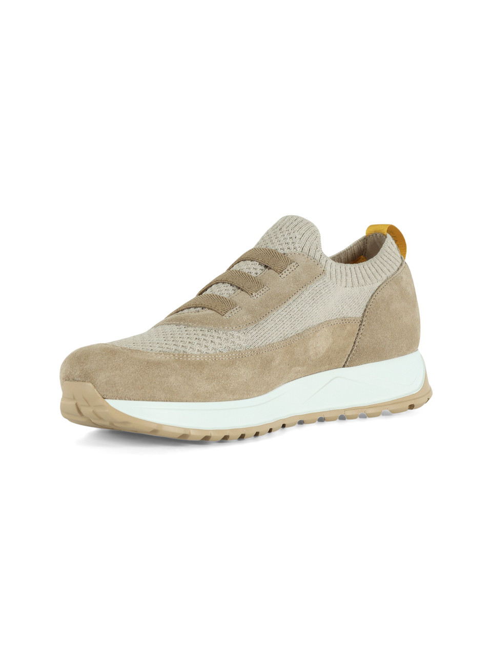 BEIGE | Sneakers slip on in tessuto e suede