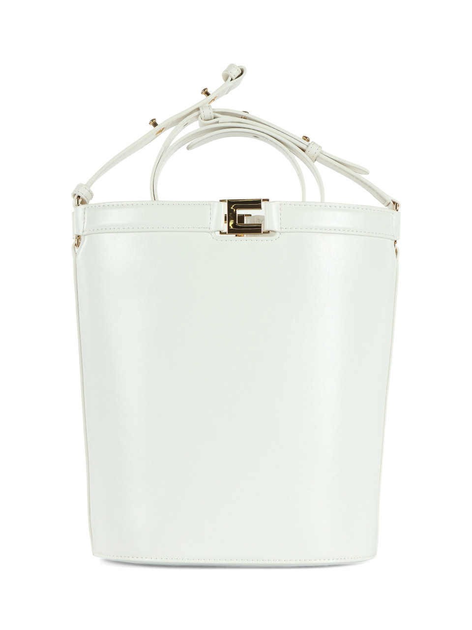 BIANCO | Borsa a secchiello effetto naplak
