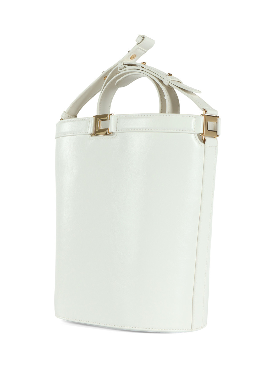 BIANCO | Borsa a secchiello effetto naplak