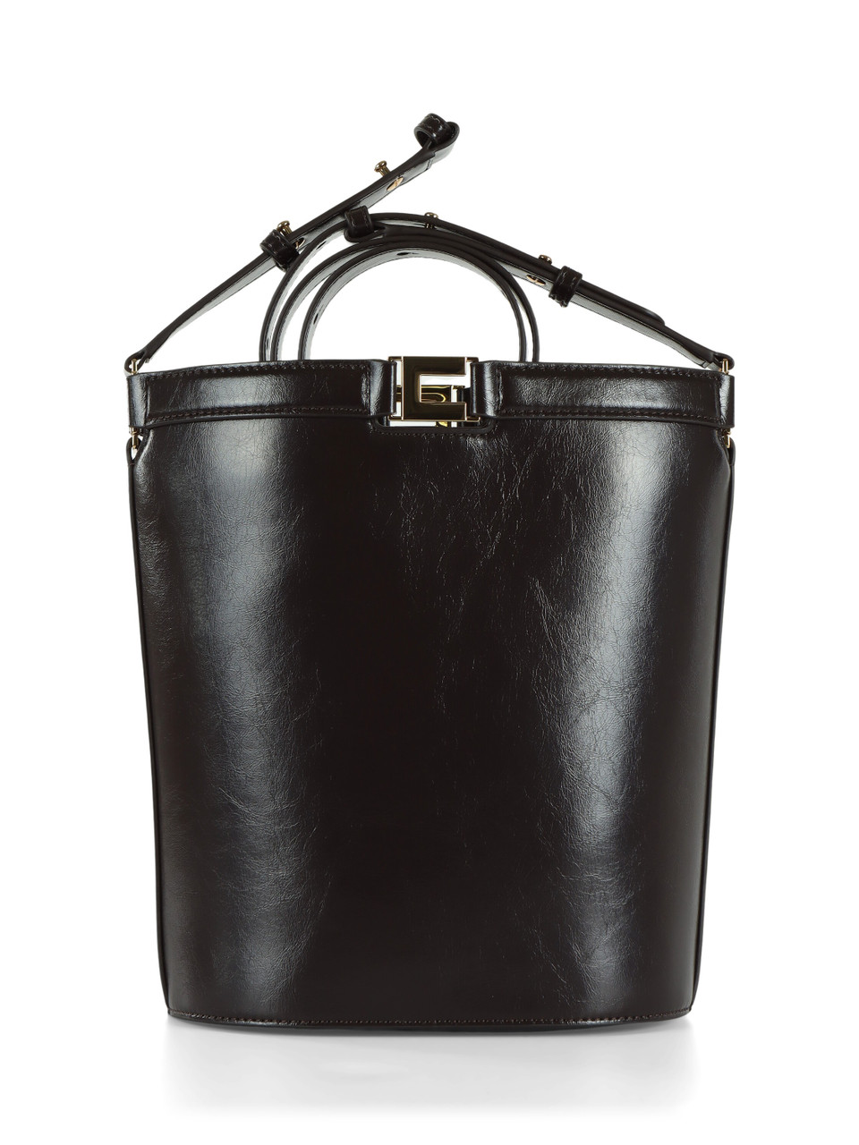 MARRONE | Borsa a secchiello effetto naplak