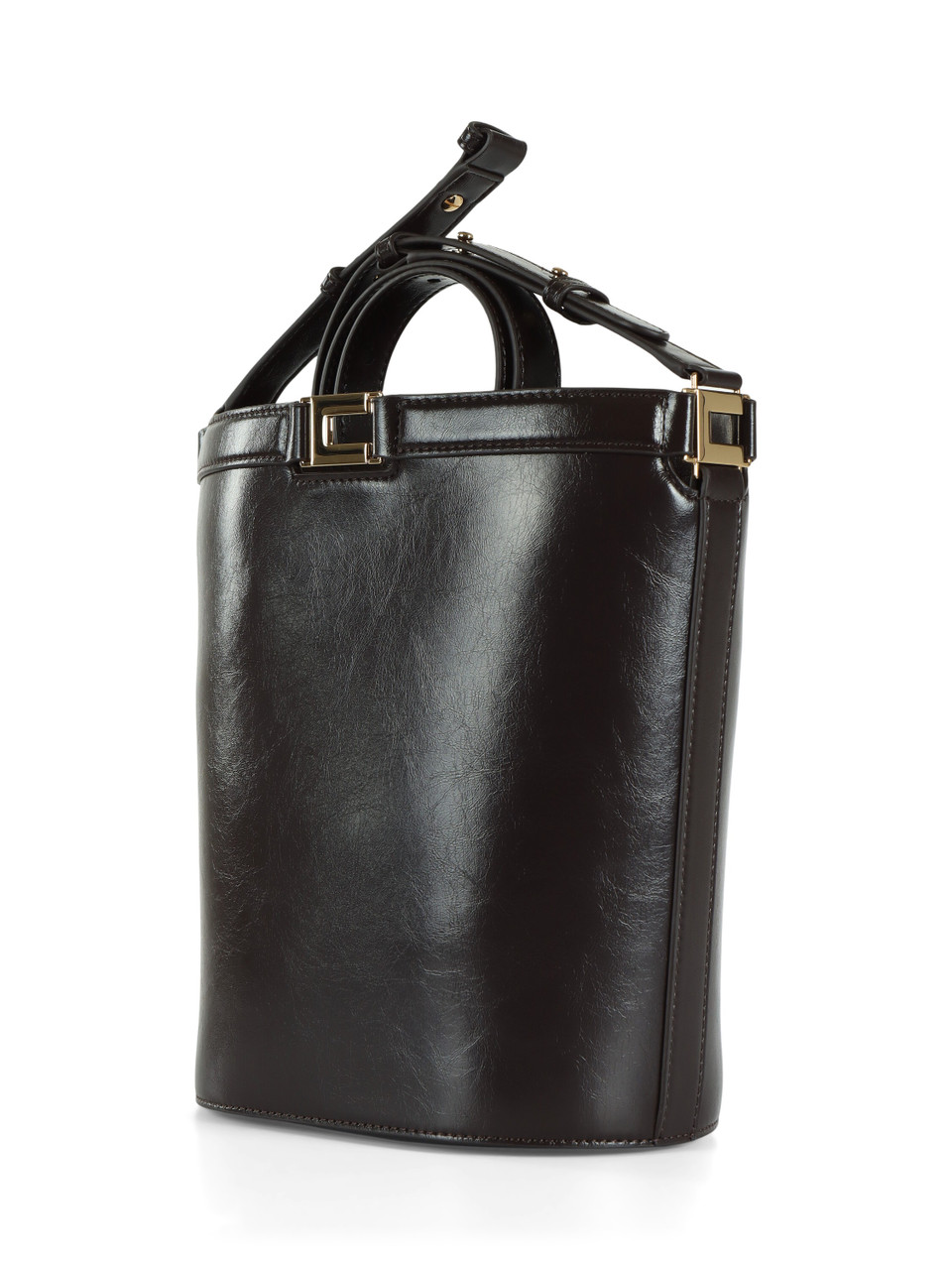 MARRONE | Borsa a secchiello effetto naplak