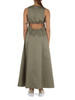 VERDE MILITARE | Abito lungo in cotone con dettaglio cut-out