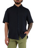 BLU SCURO | Camicia manica corta regular fit in lino