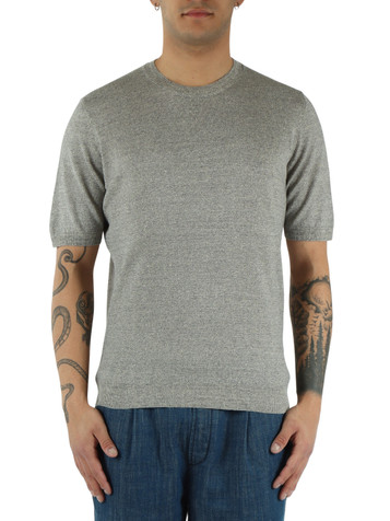 GRIGIO | Maglia girocollo manica corta in lino e cotone