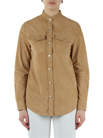 CAMMELLO | Overshirt stile texano in suede leggero 0,4 mm