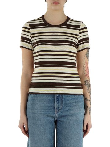 MARRONE | T-shirt in maglina di cotone a costine CINZANO
